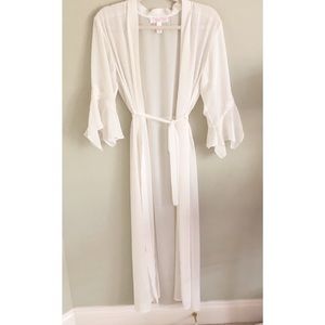 Oscar de la Renta off white sheer bridal robe sz S Pink Label